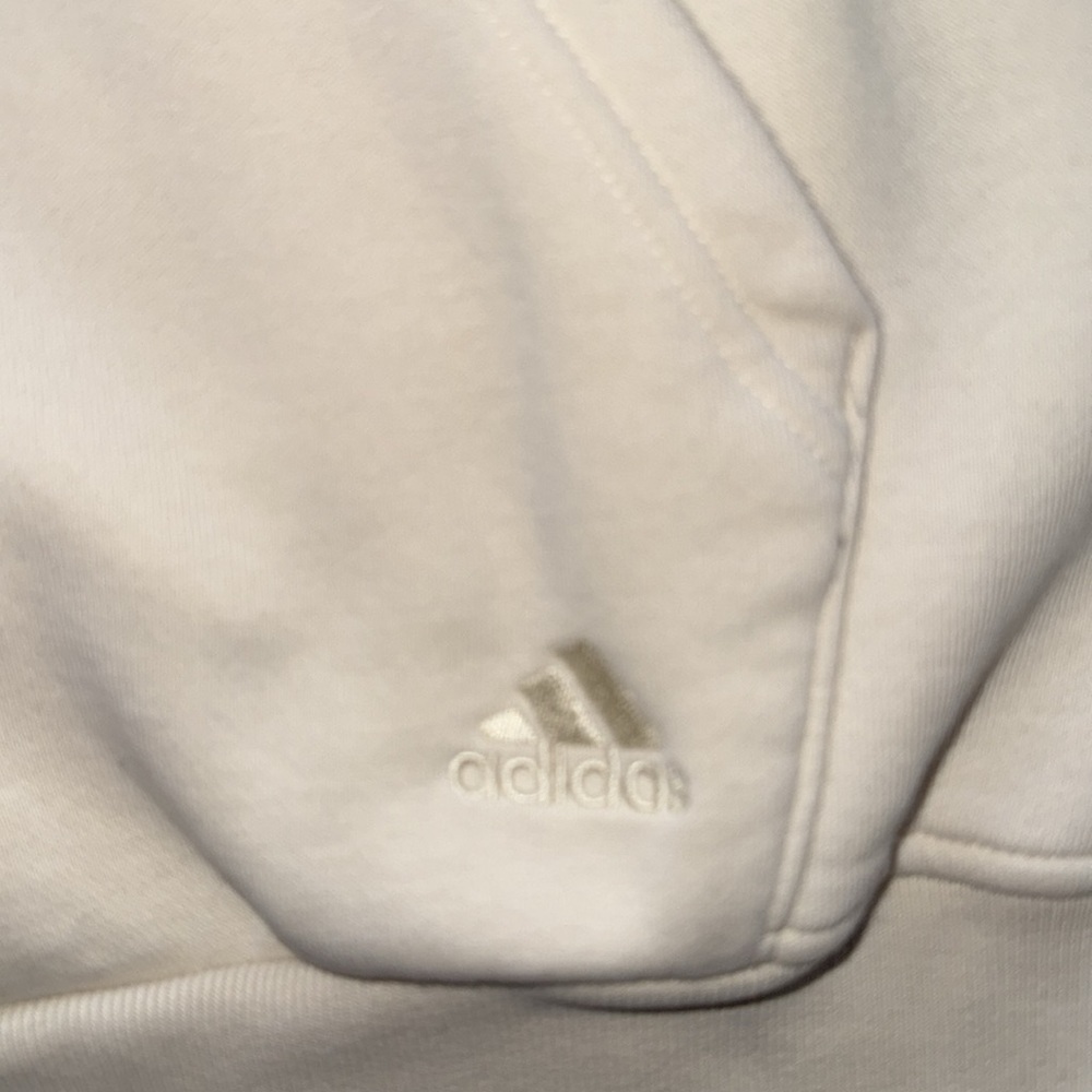Adidas Cream All Szn Boyfriend Fleece Sweatshirt Hoodie Cotton Blend New Sz S - Picture 8 of 14